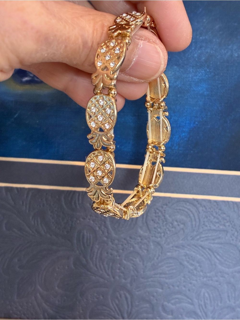 Gold Pineapple Crystal Link Bracelet - Women Jewelry